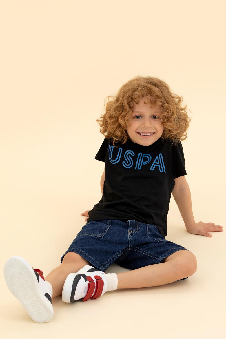 Çocuk Siyah Bisiklet Yaka Tişört - 50266039043