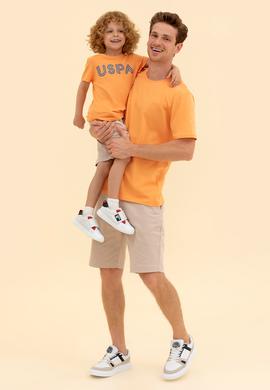 Çocuk Turuncu Bisiklet Yaka Tişört - 50266039107