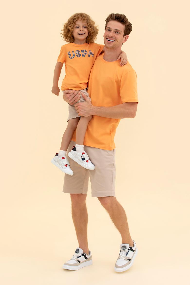 Çocuk Turuncu Bisiklet Yaka Tişört - 50266039107