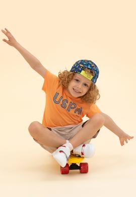 Çocuk Turuncu Bisiklet Yaka Tişört - 50266039107