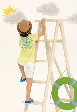 Çocuk Açık Sarı Bisiklet Yaka Tişört - 50266073022