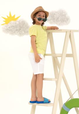 Çocuk Açık Sarı Bisiklet Yaka Tişört - 50266073022