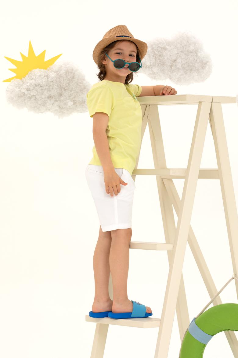 Çocuk Açık Sarı Bisiklet Yaka Tişört - 50266073022