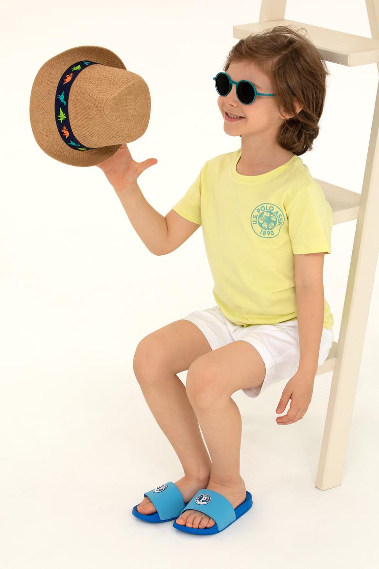 Çocuk Açık Sarı Bisiklet Yaka Tişört