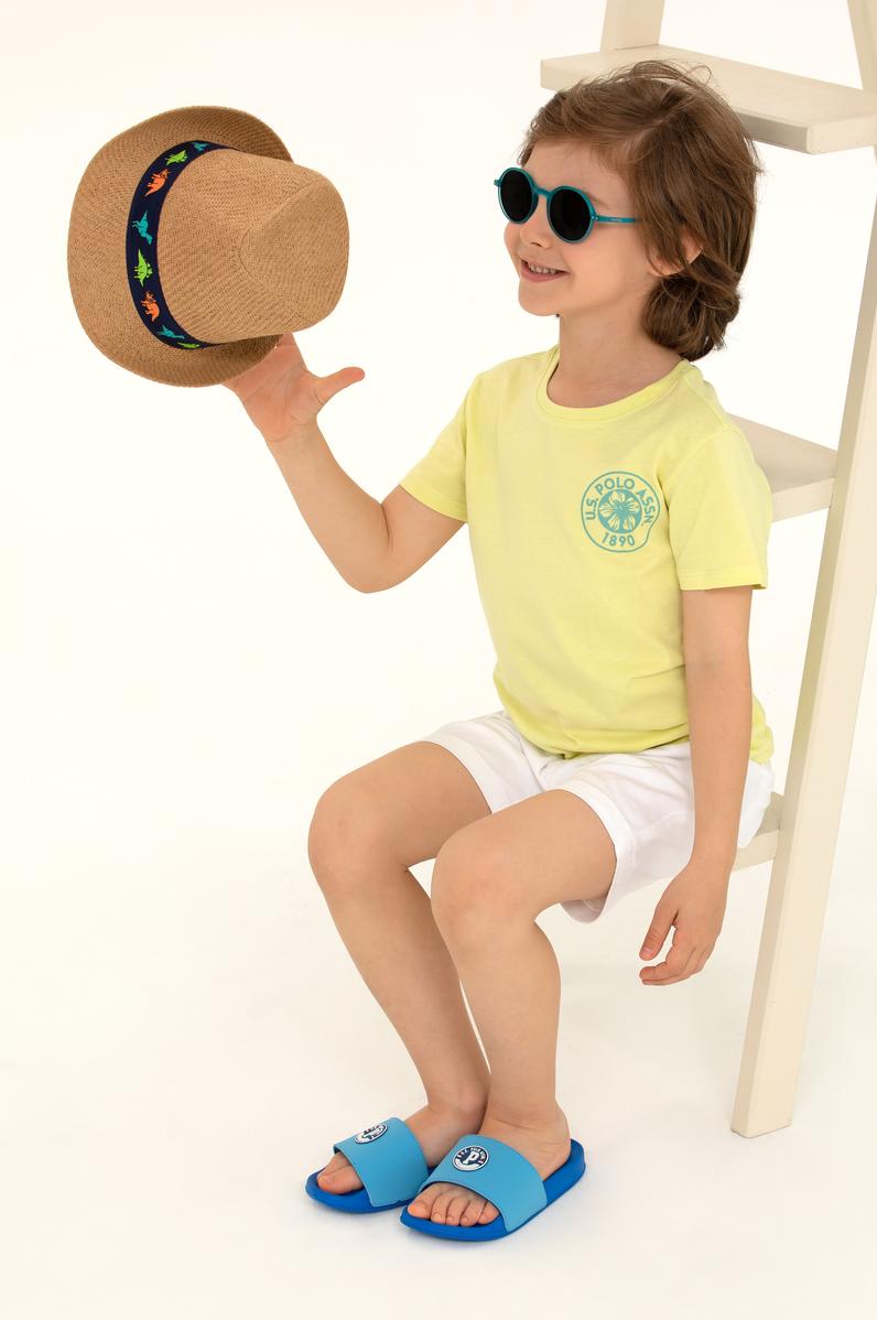 Çocuk Açık Sarı Bisiklet Yaka Tişört