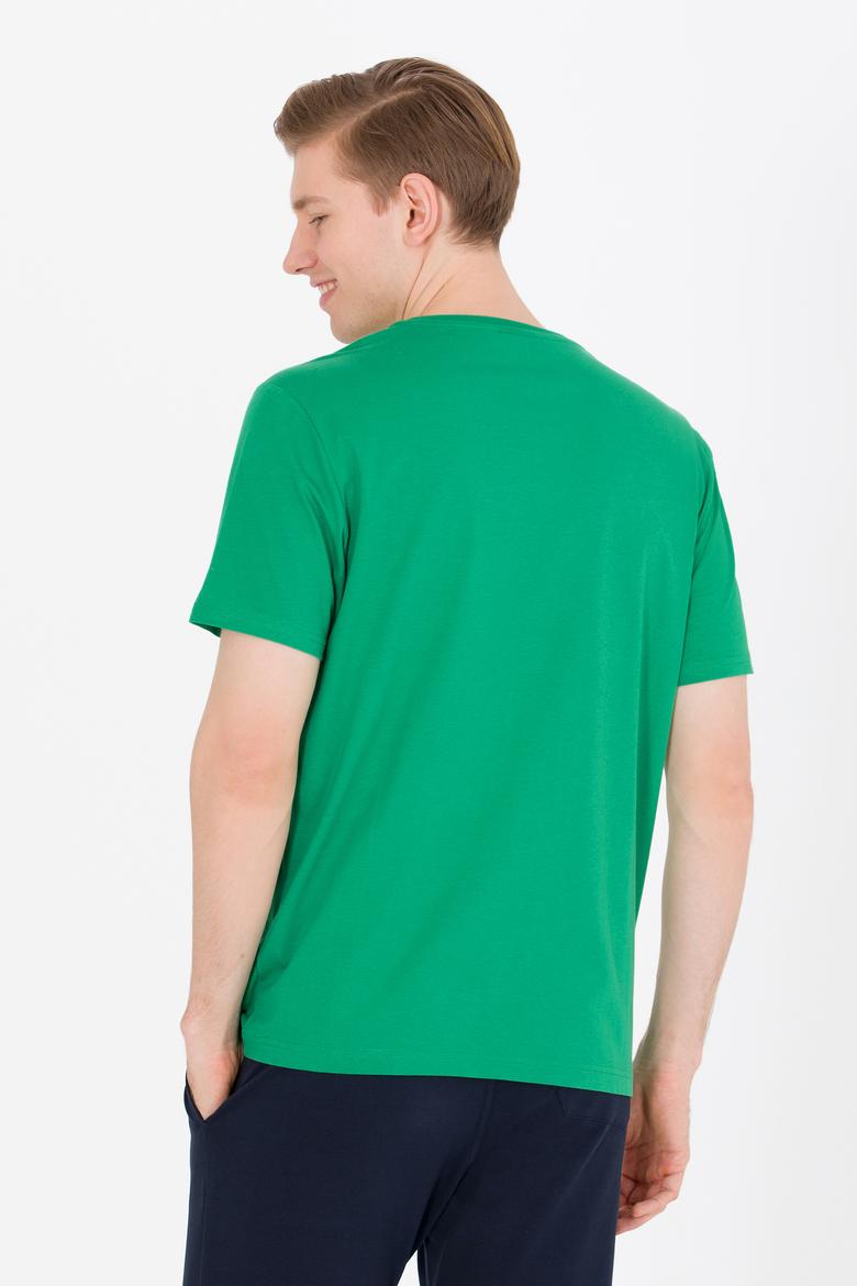 Erkek Yeşil Bisiklet Yaka Tişört - 50264950047