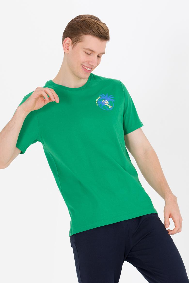 Erkek Yeşil Bisiklet Yaka Tişört - 50264950047