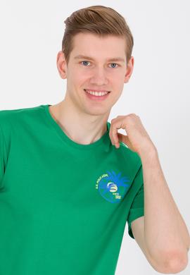 Erkek Yeşil Bisiklet Yaka Tişört - 50264950047