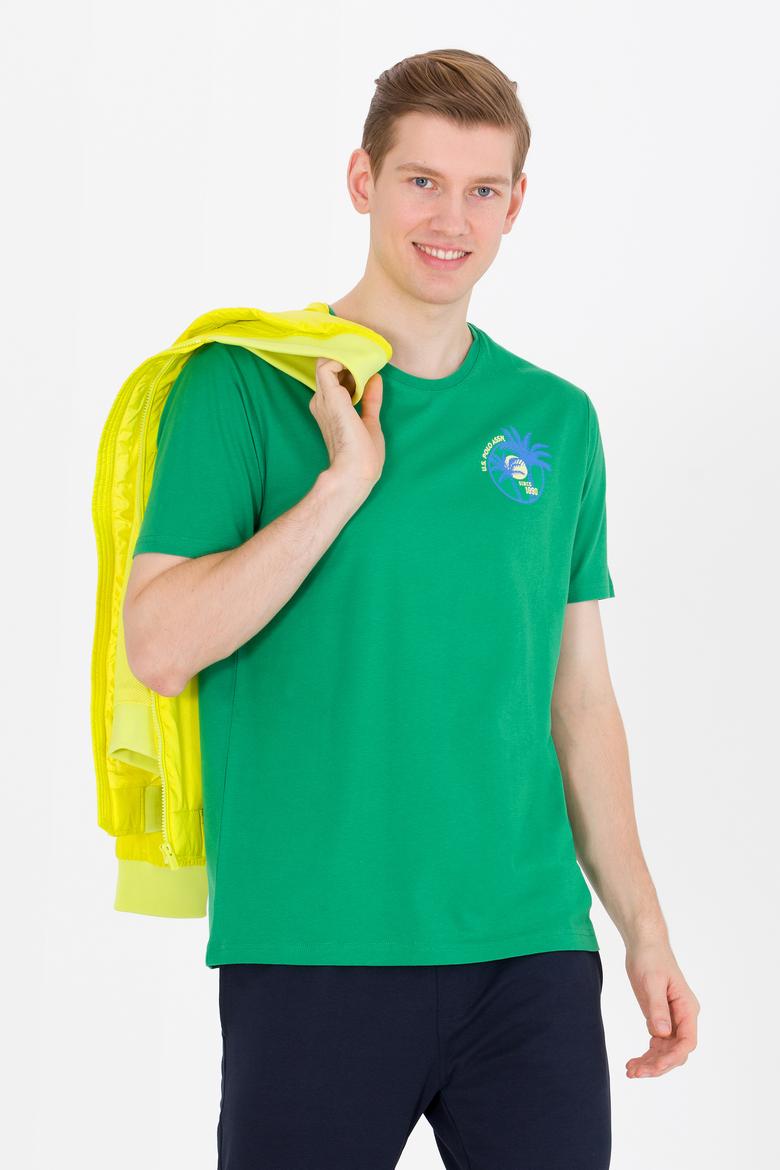 Erkek Yeşil Bisiklet Yaka Tişört - 50264950047