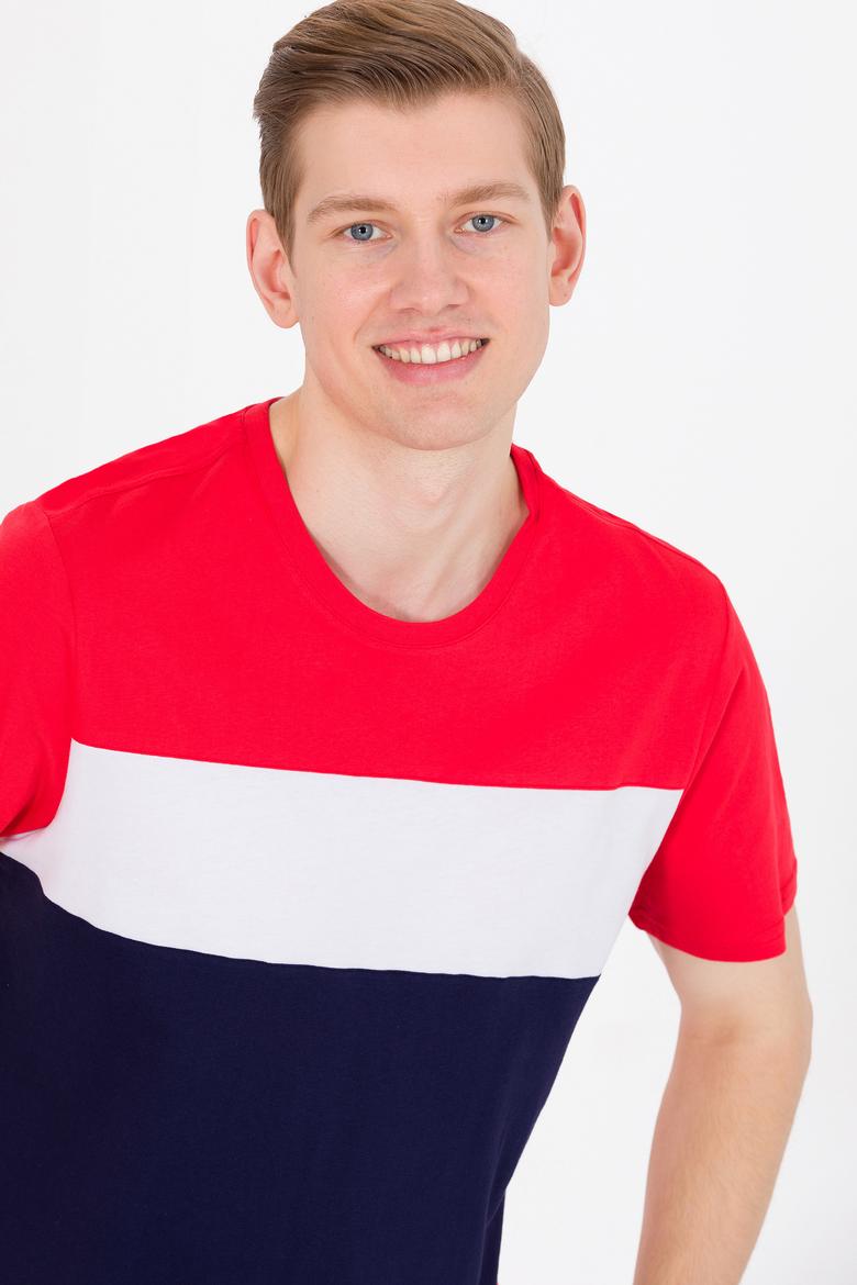 Erkek Lacivert Bisiklet Yaka Tişört - 50264953001