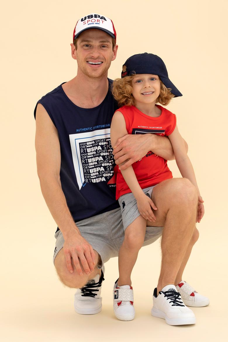 Erkek Çocuk Kırmızı Bisiklet Yaka Kolsuz Tişört