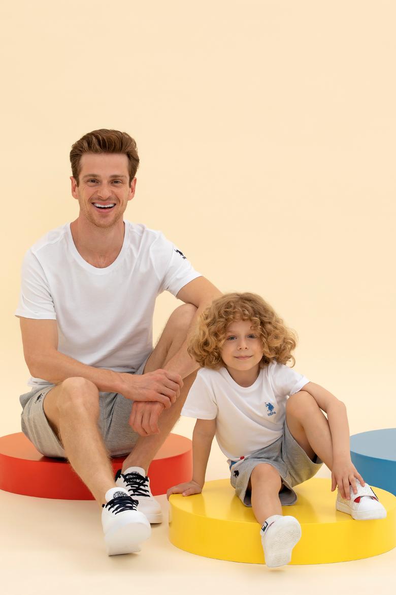 Erkek Beyaz Basic Bisiklet Yaka Tişört