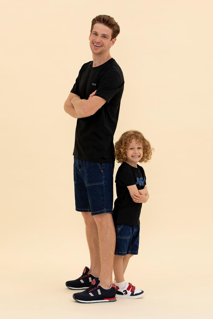 Erkek Siyah Basic Bisiklet Yaka Tişört