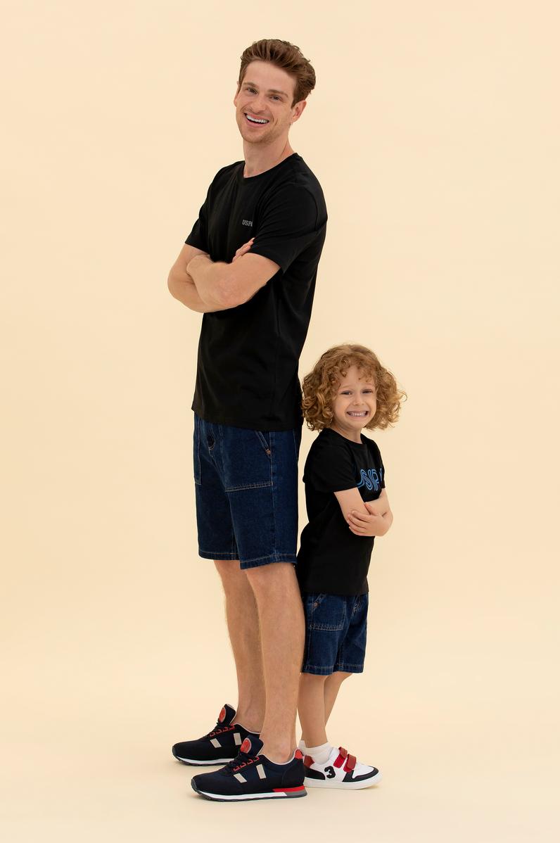 Erkek Siyah Basic Bisiklet Yaka Tişört