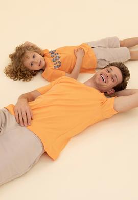 Erkek Turuncu Basic Bisiklet Yaka Tişört - 50264918128