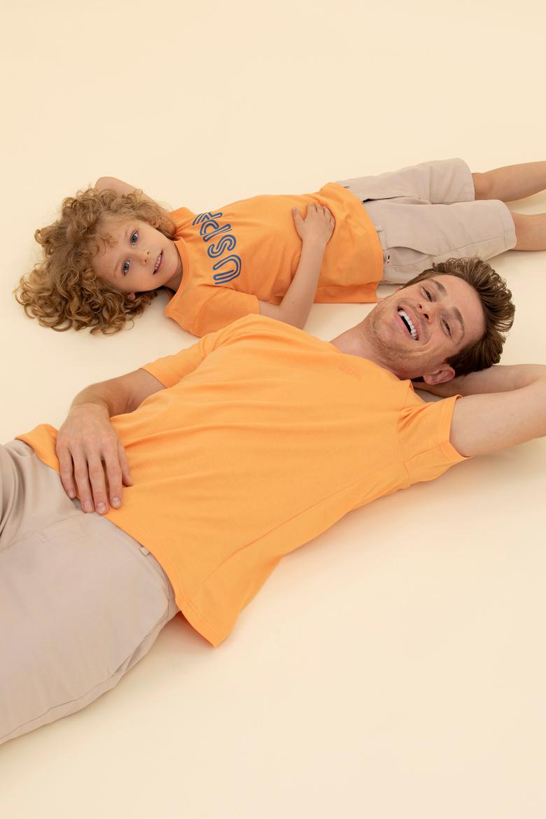 Erkek Turuncu Basic Bisiklet Yaka Tişört - 50264918128