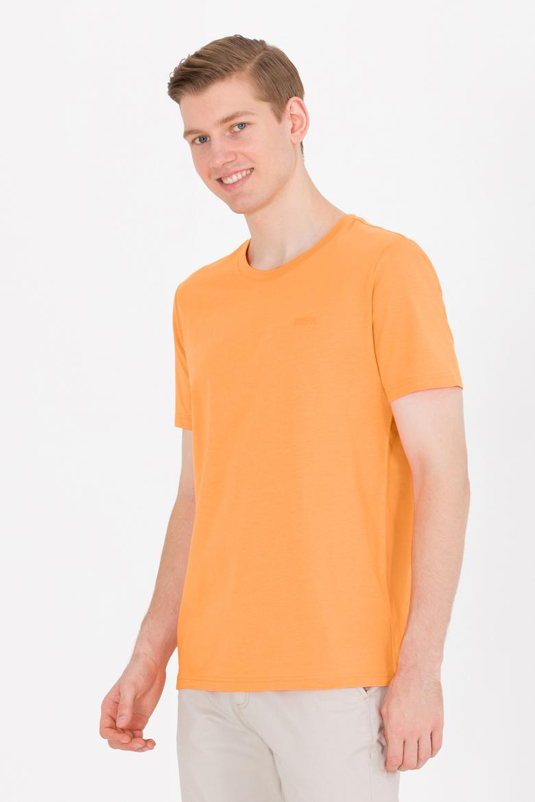Erkek Turuncu Basic Bisiklet Yaka Tişört - 50264918128