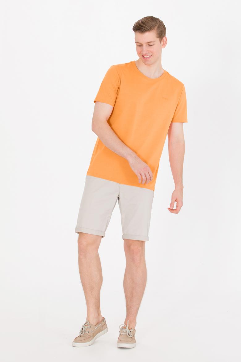 Erkek Turuncu Basic Bisiklet Yaka Tişört - 50264918128