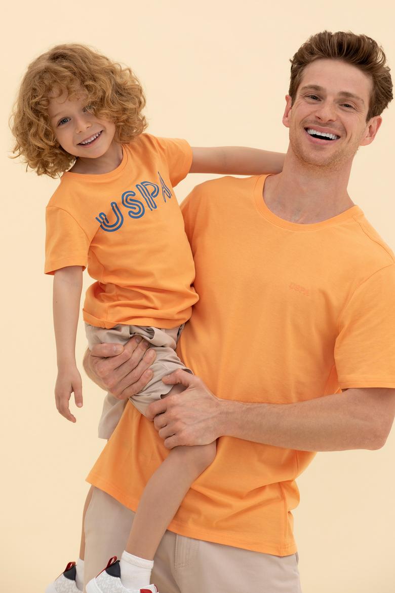 Erkek Turuncu Basic Bisiklet Yaka Tişört