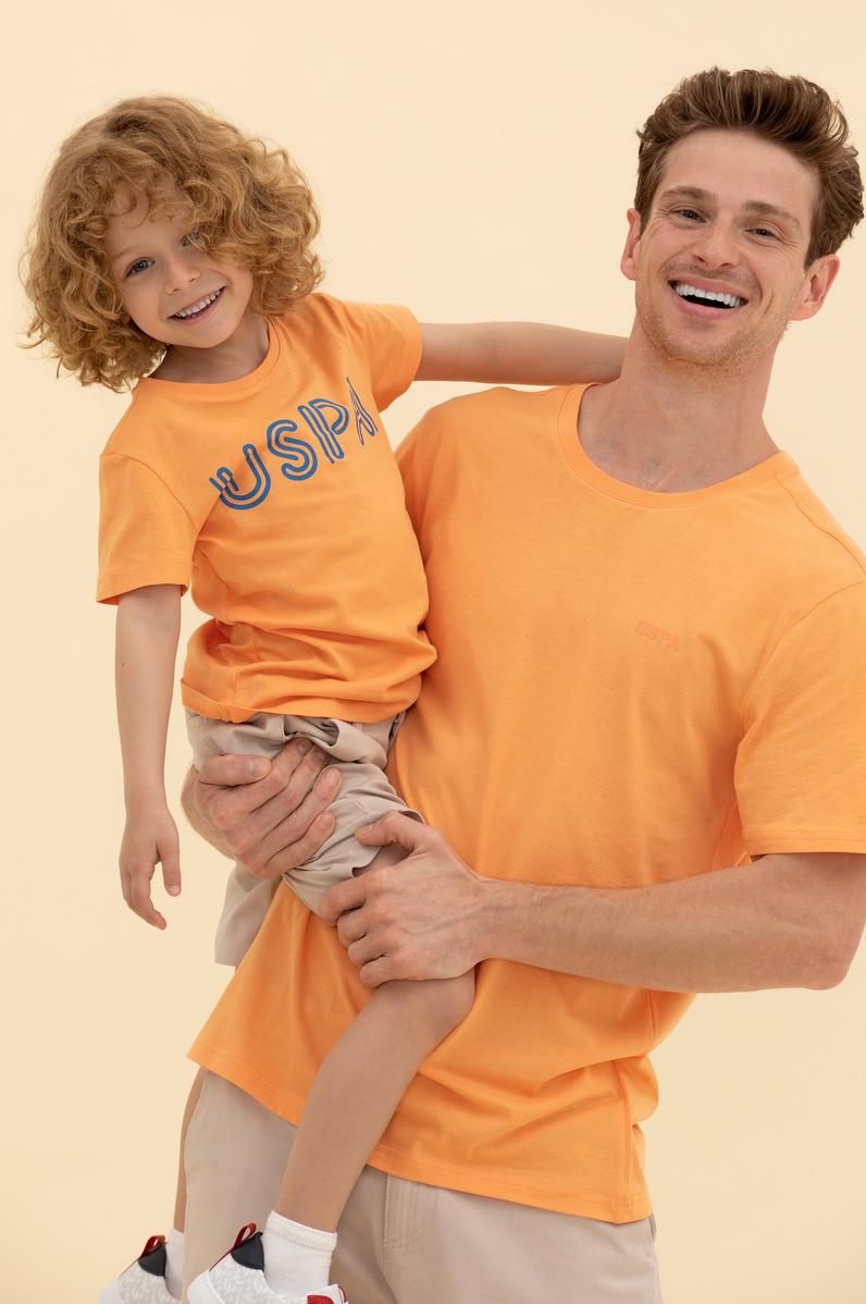 Erkek Turuncu Basic Bisiklet Yaka Tişört