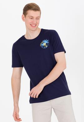 Erkek Lacivert Bisiklet Yaka Tişört - 50264950007