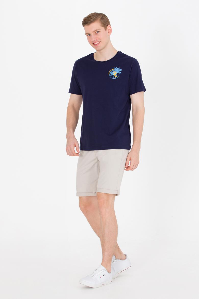 Erkek Lacivert Bisiklet Yaka Tişört - 50264950007