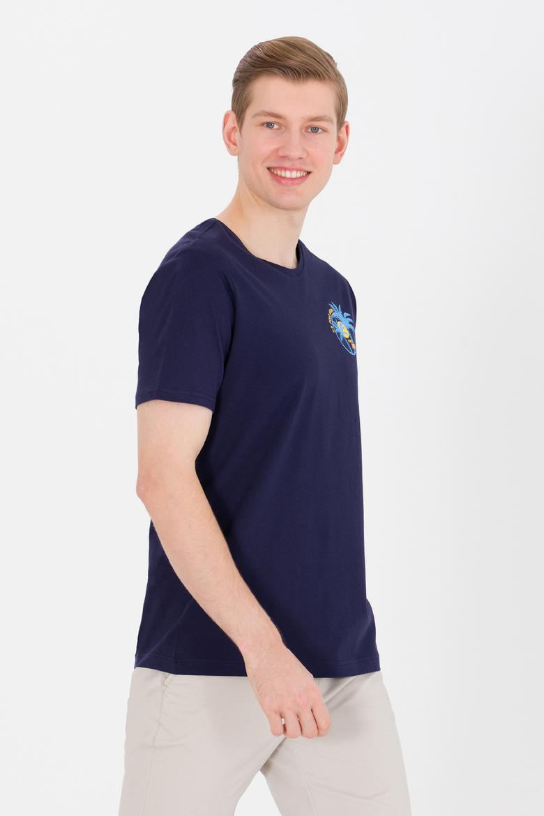 Erkek Lacivert Bisiklet Yaka Tişört - 50264950007