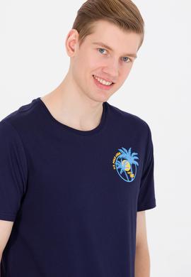 Erkek Lacivert Bisiklet Yaka Tişört - 50264950007