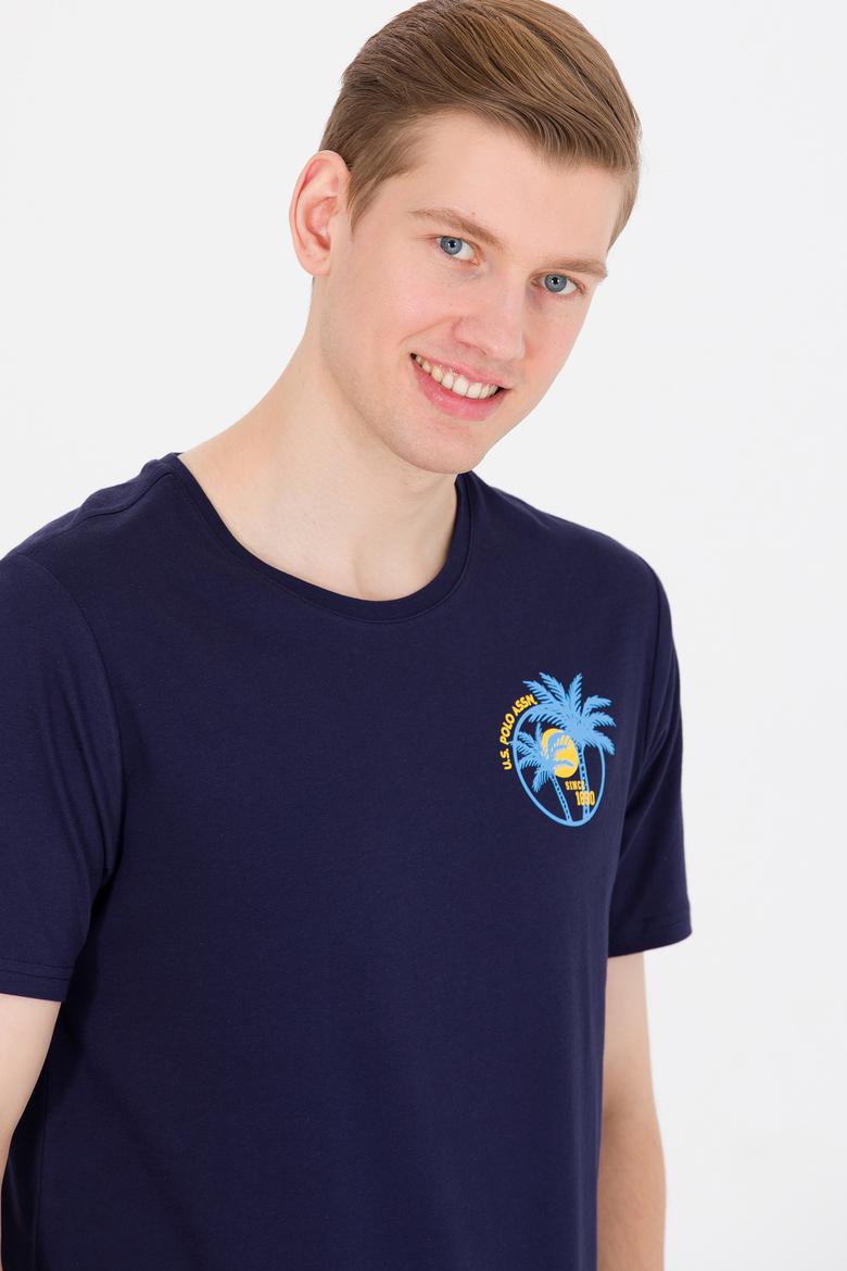 Erkek Lacivert Bisiklet Yaka Tişört - 50264950007