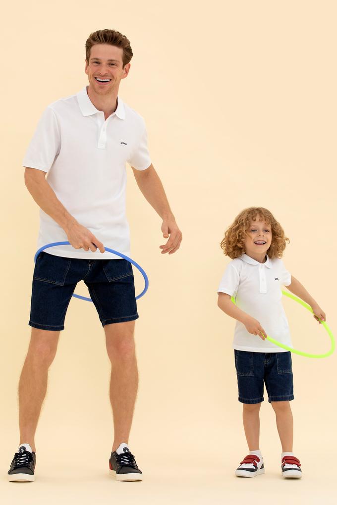 Erkek Çocuk Beyaz Basic Polo Yaka Tişört