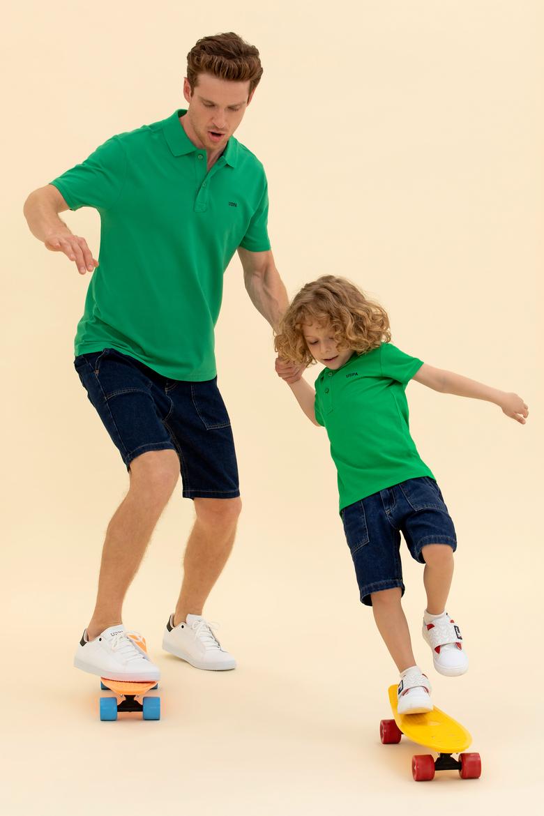 Erkek Çocuk Yeşil Basic Polo Yaka Tişört - 50266041061