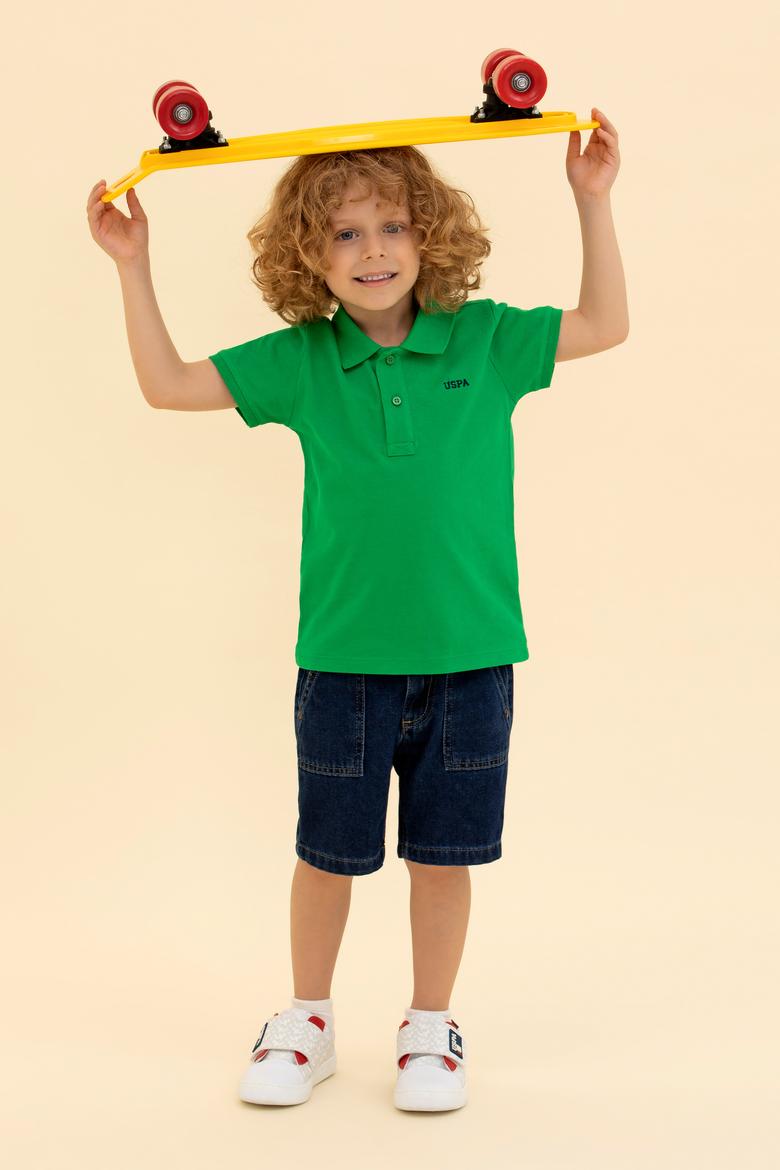 Erkek Çocuk Yeşil Basic Polo Yaka Tişört