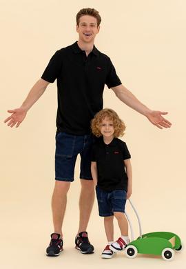 Erkek Çocuk Siyah Basic Polo Yaka Tişört - 50266041095