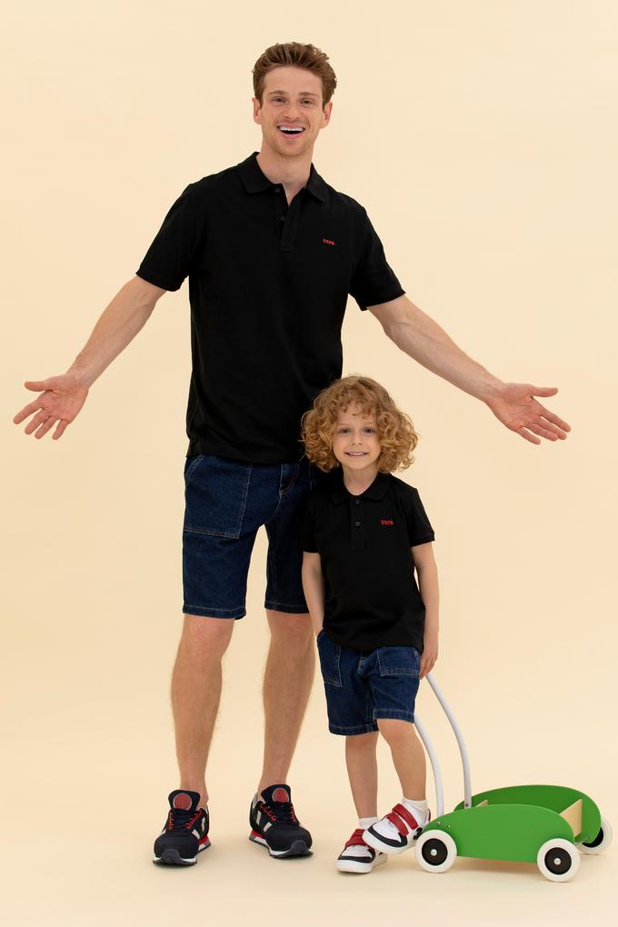 Erkek Çocuk Siyah Basic Polo Yaka Tişört