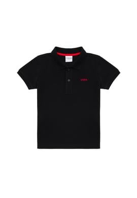 Erkek Çocuk Siyah Basic Polo Yaka Tişört - 50266041095