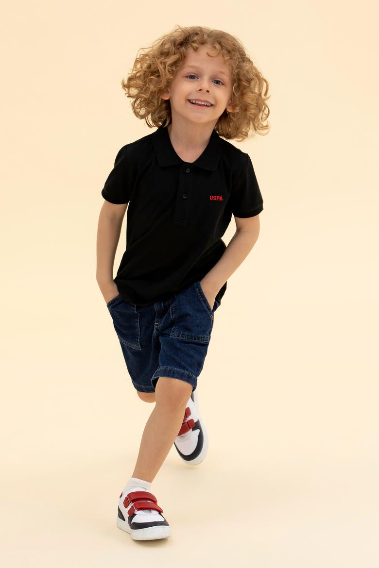 Erkek Çocuk Siyah Basic Polo Yaka Tişört - 50266041095