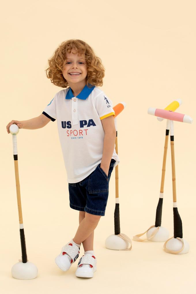 Erkek Çocuk Beyaz Polo Yaka Tişört