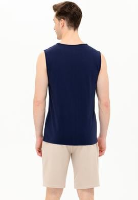 Erkek Lacivert Bisiklet Yaka Tişört - 50263379018