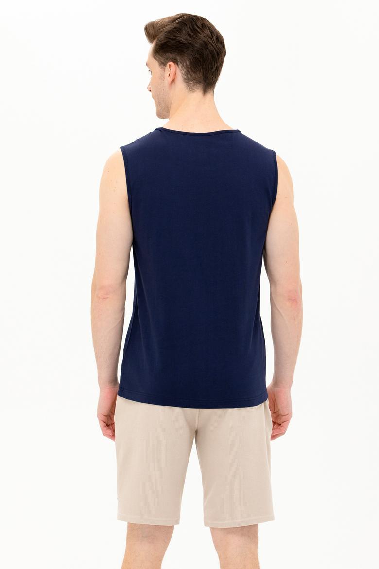 Erkek Lacivert Bisiklet Yaka Tişört - 50263379018