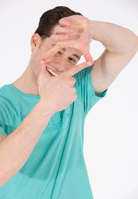 Erkek Mint Bisiklet Yaka Tişört - 50263480027