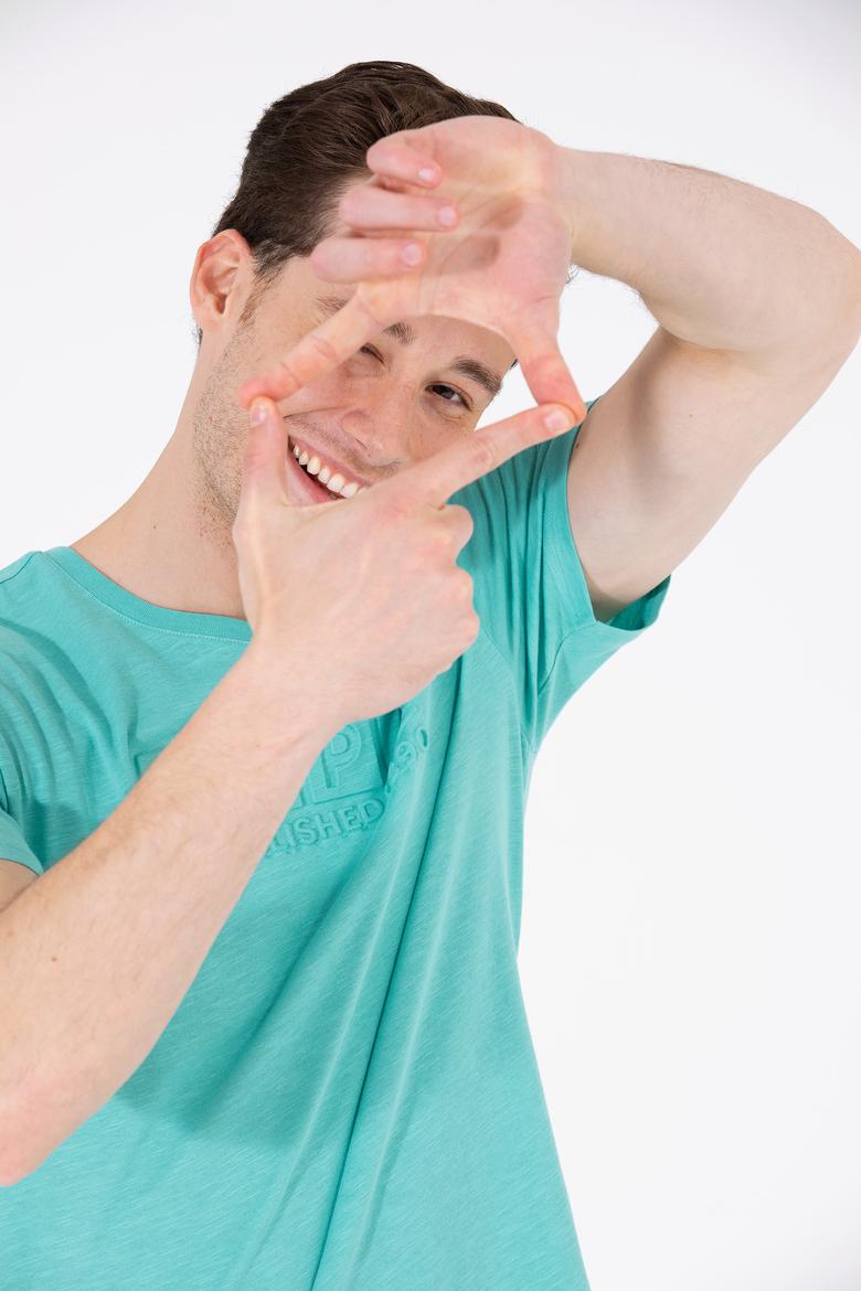 Erkek Mint Bisiklet Yaka Tişört - 50263480027