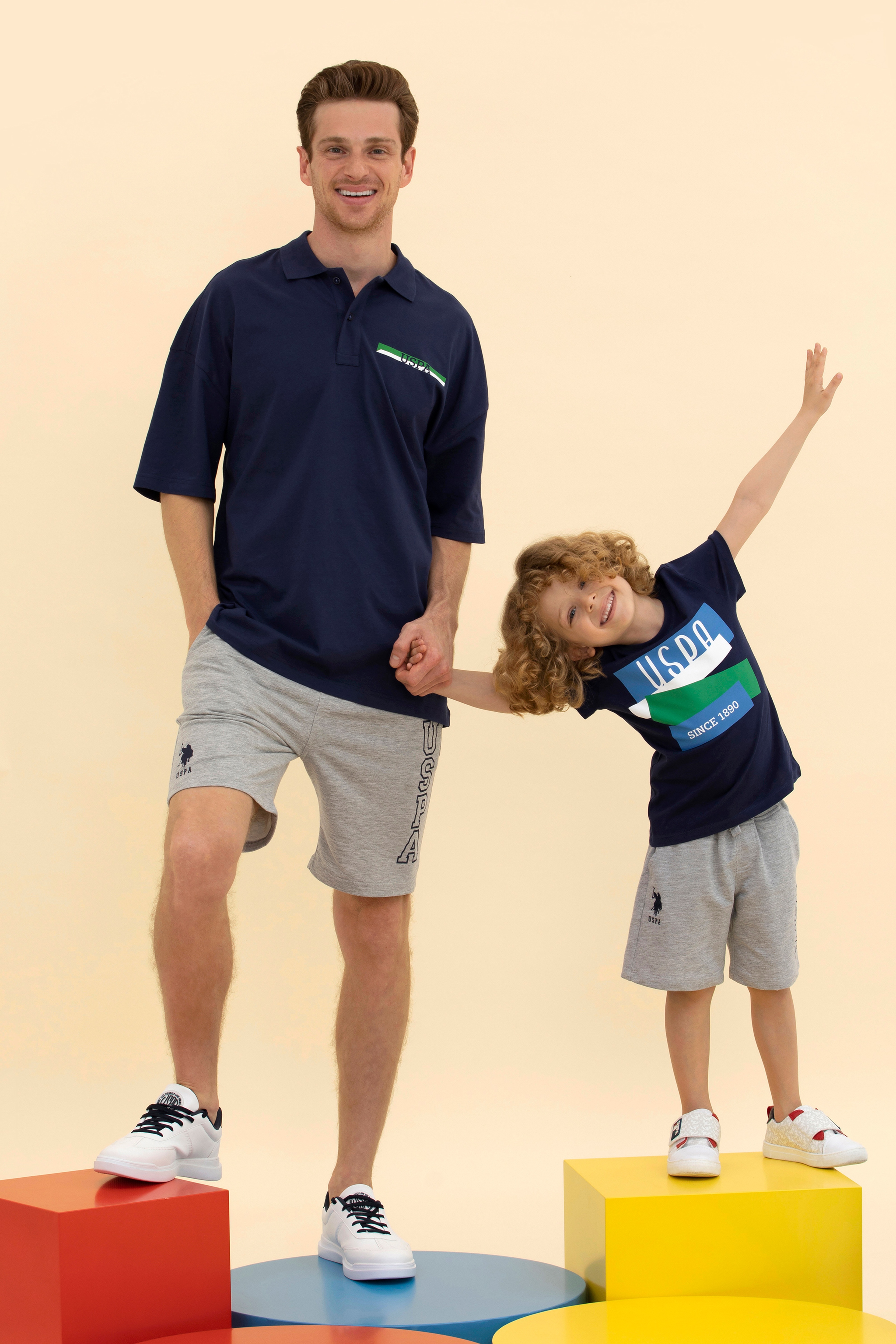 Erkek Lacivert Oversize Polo Yaka Tişört - Image 1