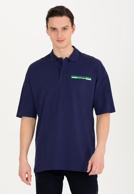 Erkek Lacivert Oversize Polo Yaka Tişört - 50265062007