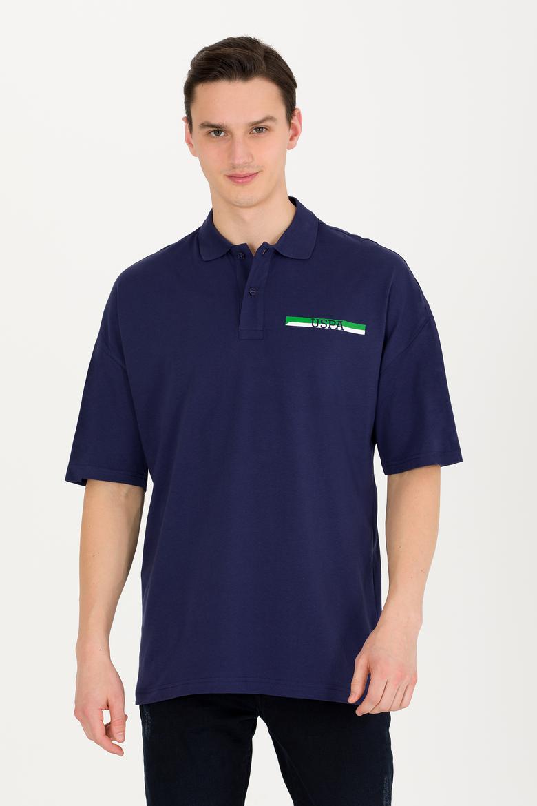 Erkek Lacivert Oversize Polo Yaka Tişört - 50265062007