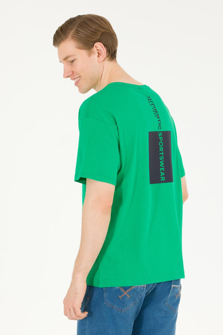 Erkek Elma Yeşili Comfort Bisiklet Yaka Tişört - 50263285043