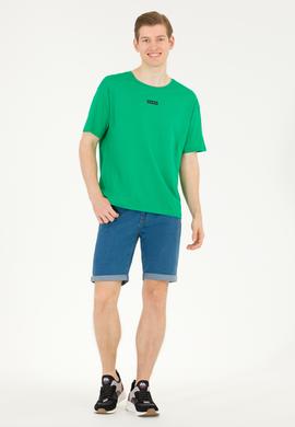 Erkek Elma Yeşili Comfort Bisiklet Yaka Tişört - 50263285043