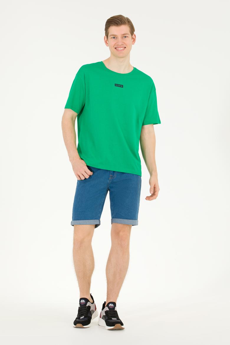 Erkek Elma Yeşili Comfort Bisiklet Yaka Tişört - 50263285043