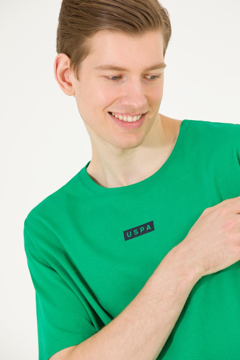 Erkek Elma Yeşili Comfort Bisiklet Yaka Tişört - 50263285043