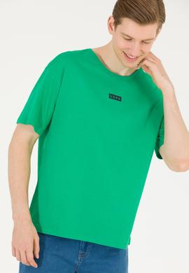 Erkek Elma Yeşili Comfort Bisiklet Yaka Tişört - 50263285043