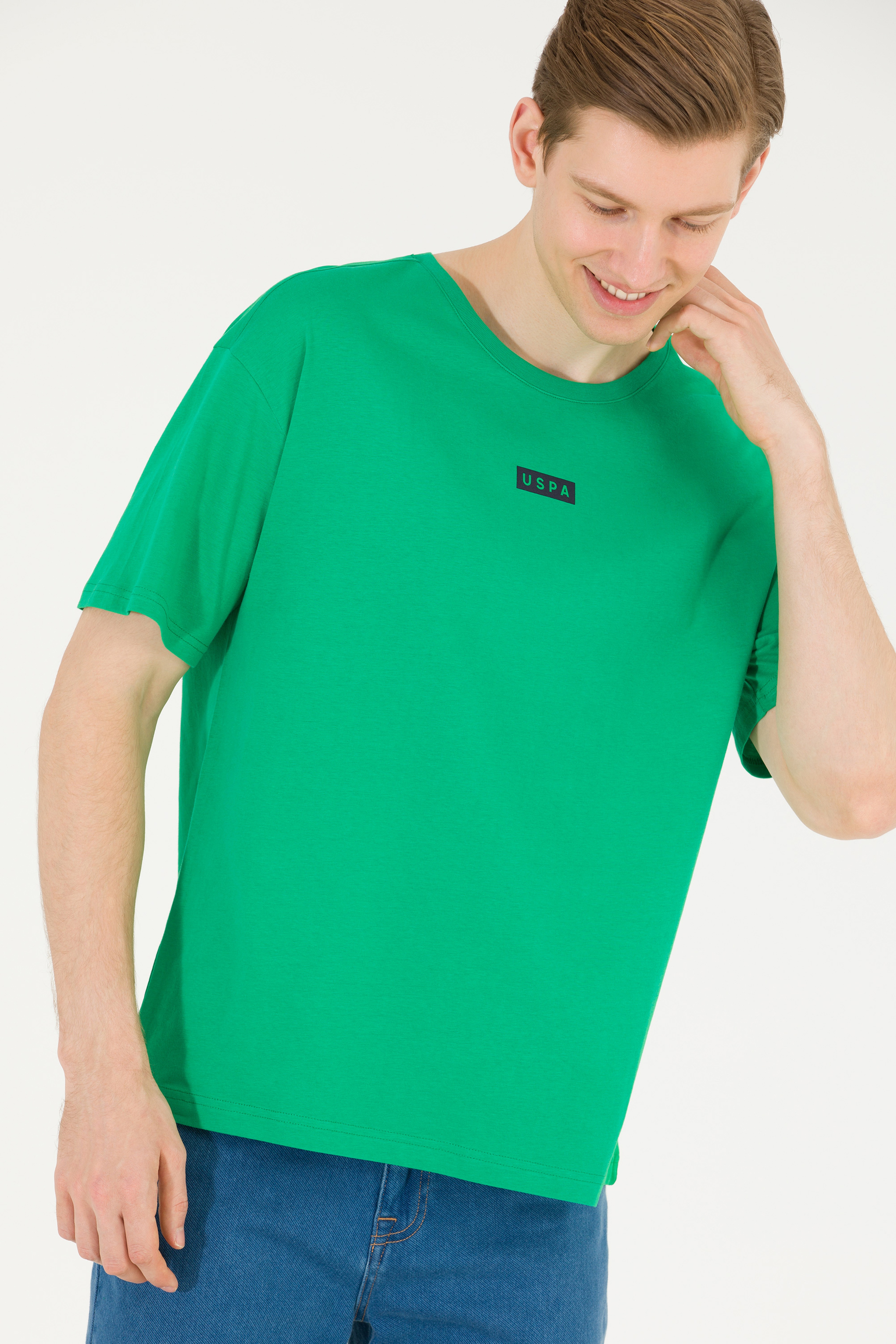 Erkek Elma Yeşili Comfort Bisiklet Yaka Tişört - Image 5